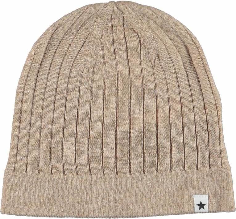 Nell - Oatmeal Melange - Beige baby strikhue med cashmere