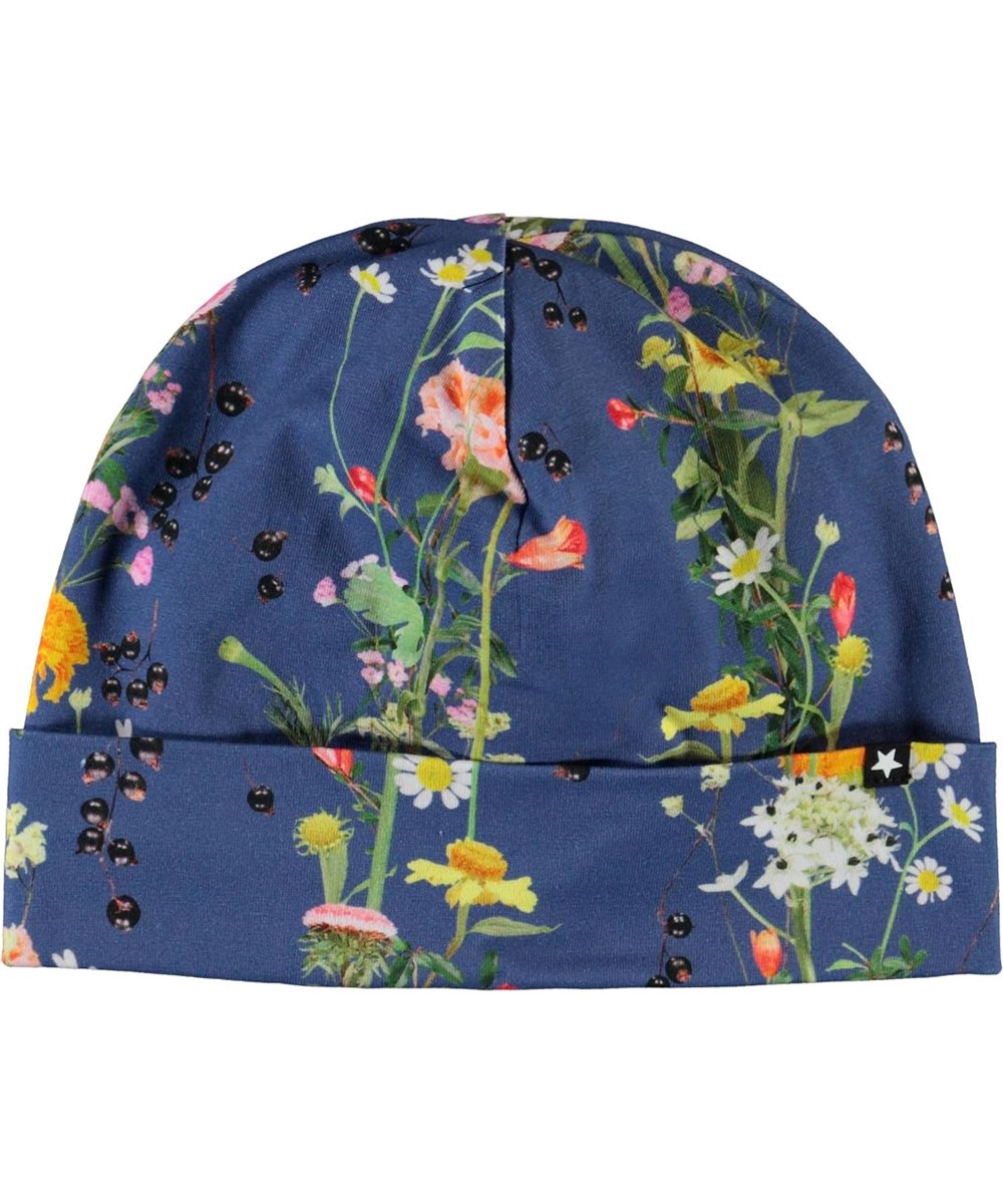 Nico - Vertical Flowers - Blå hue med print af blomster