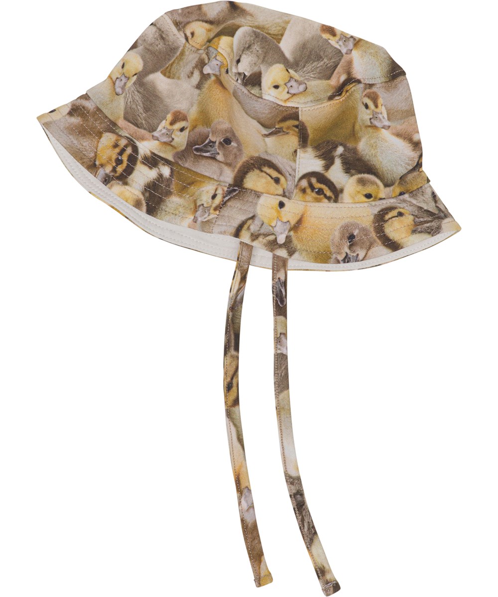 Nomly - Ducklings - Økologisk brun baby bøllehat med ællingeprint