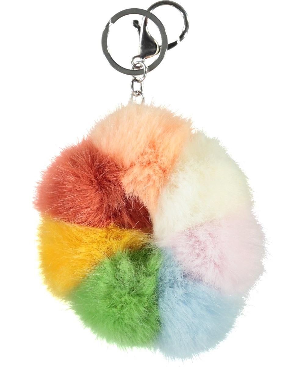 Pom Pom Keychain - Rainbow Magic - Farvet pels nøglering