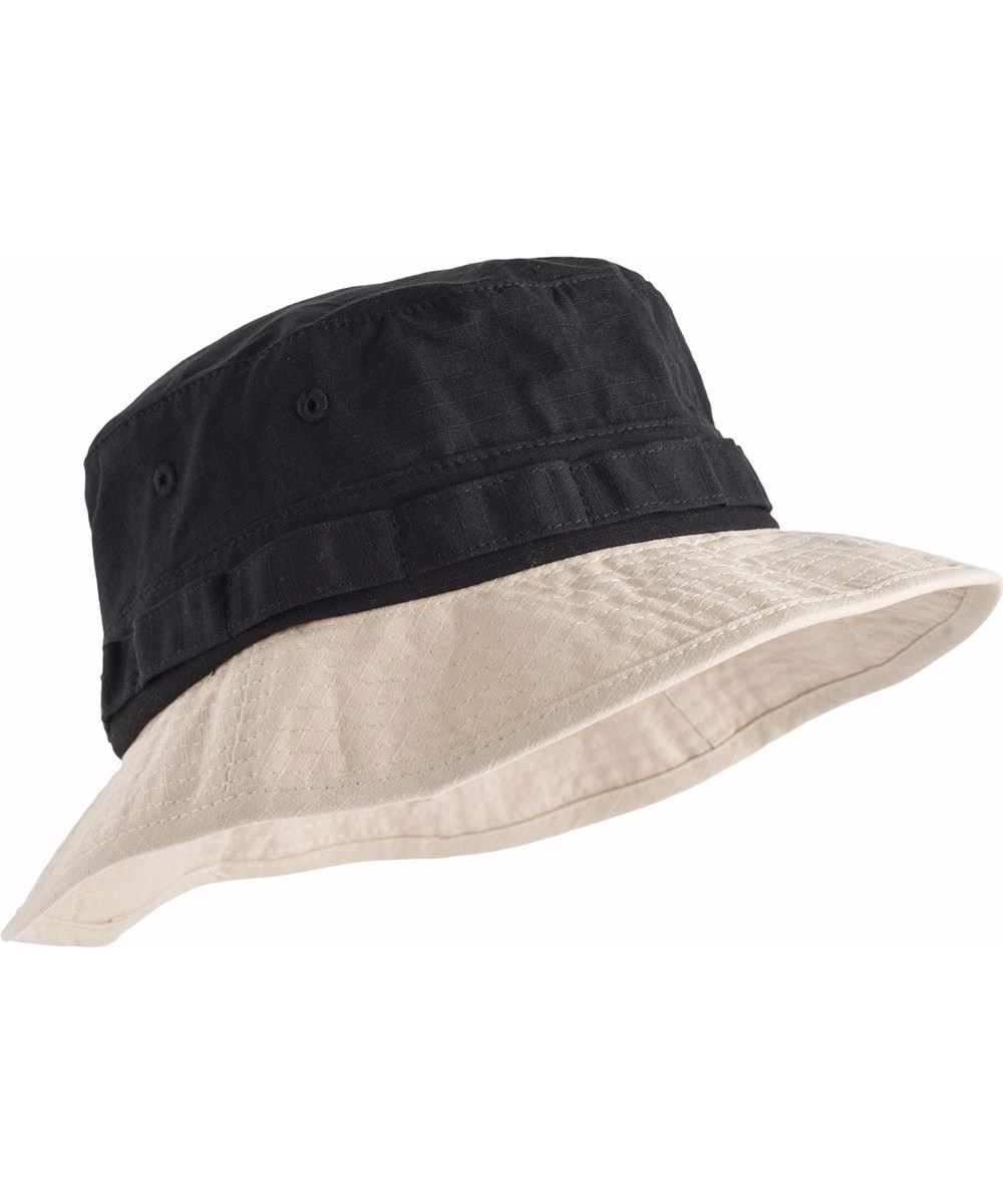 Safir - Black Noise - Cool tofarvet bøllehat i sort og beige til børn.