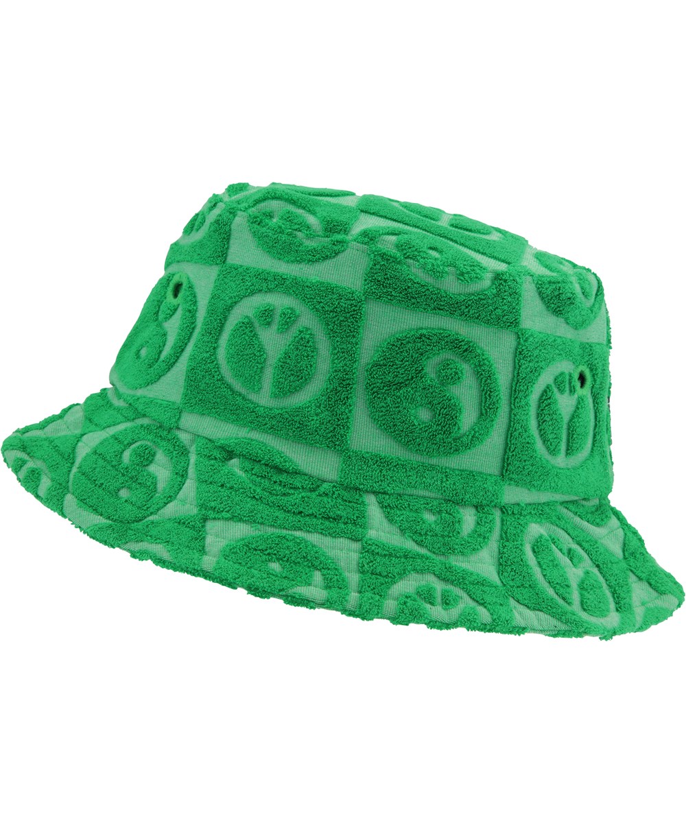 Siks - Bright Green - Grøn frotté bøllehat med mønster