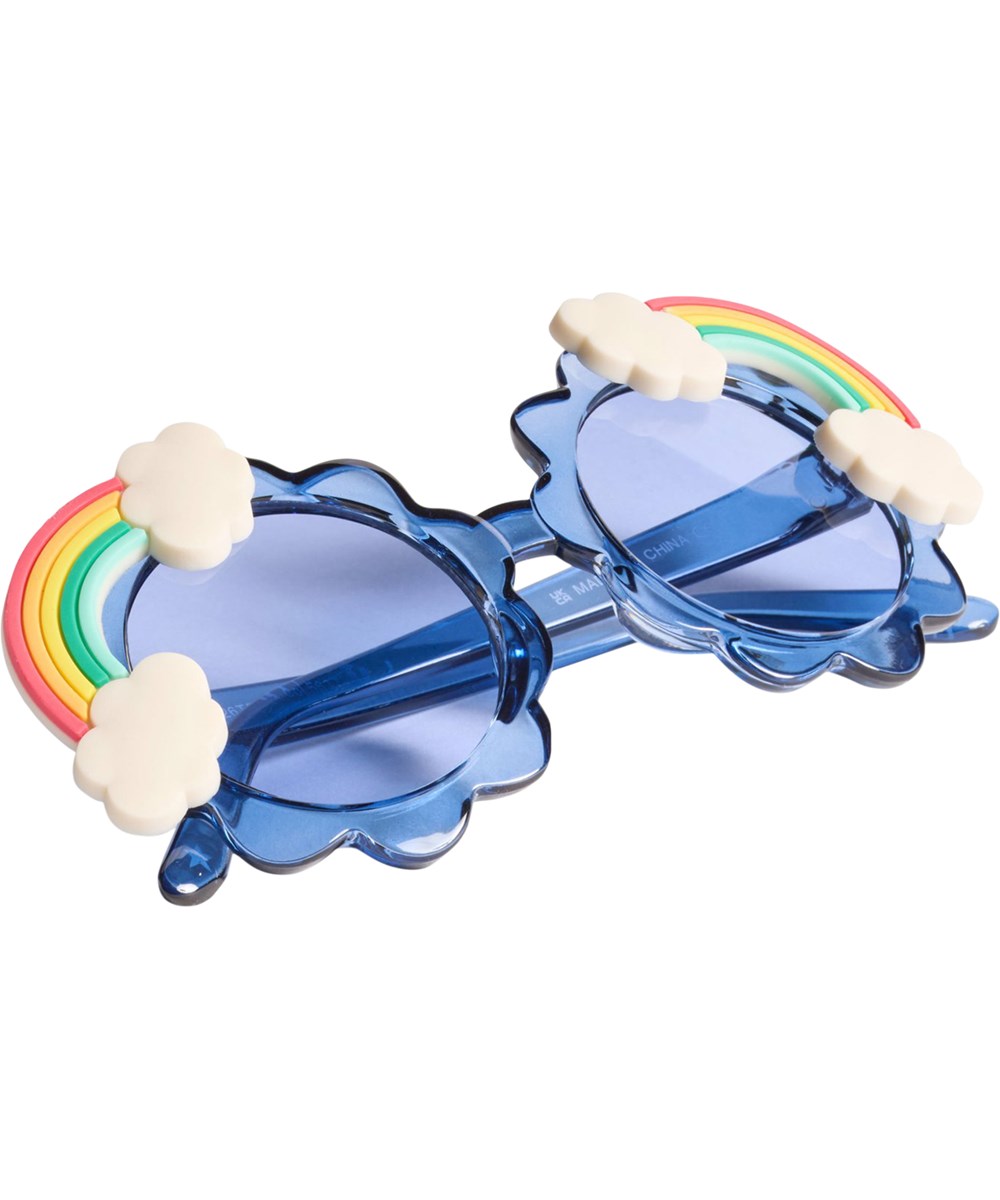 Sky Rainbow - Sparkling Sea - Skyformet, blå solbrille med regnbuer til børn med tonede glas og UV-beskyttelse.