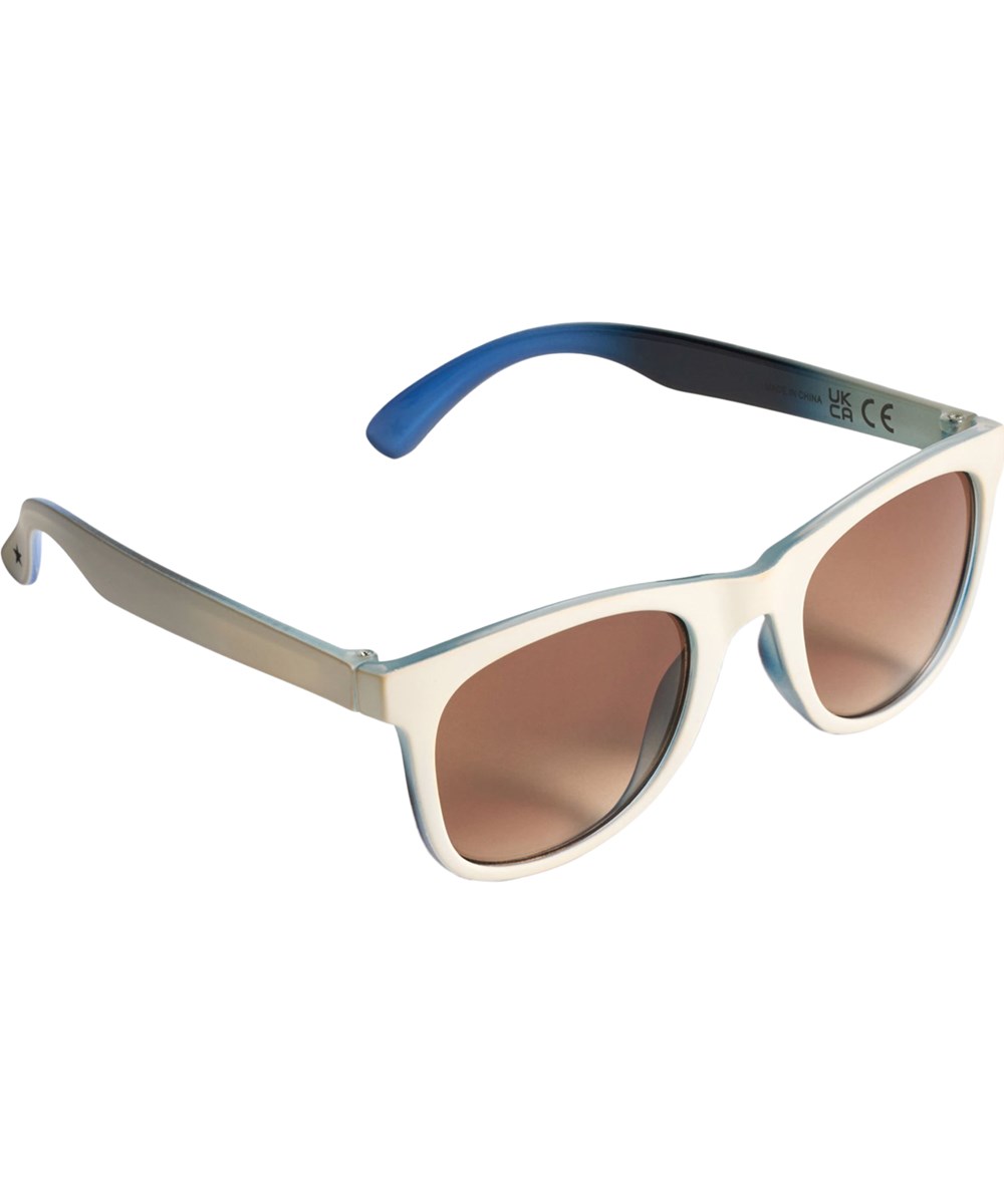 Smile - White Noise - Klassiske solbriller i hvid og blå til børn med UV-beskyttelse.