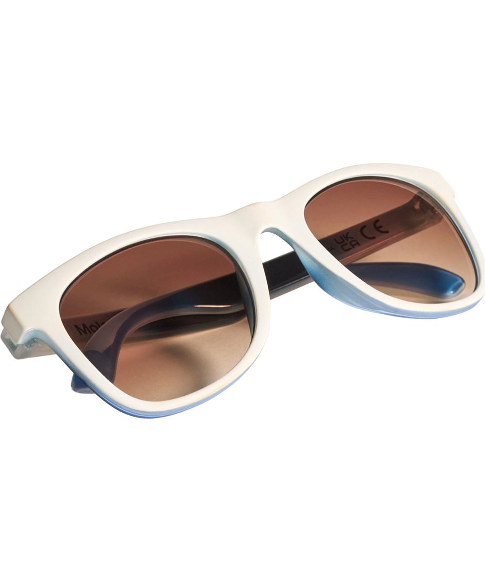 Smile - White Noise - Klassiske solbriller i hvid og blå til børn med UV-beskyttelse.