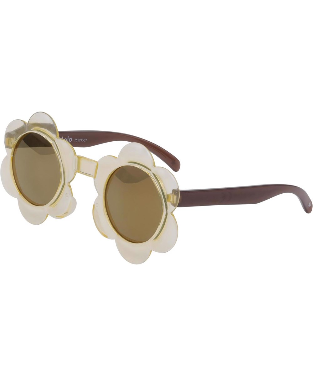 Soleil - Orange Sorbet - Lysegule solbriller med blomster facon