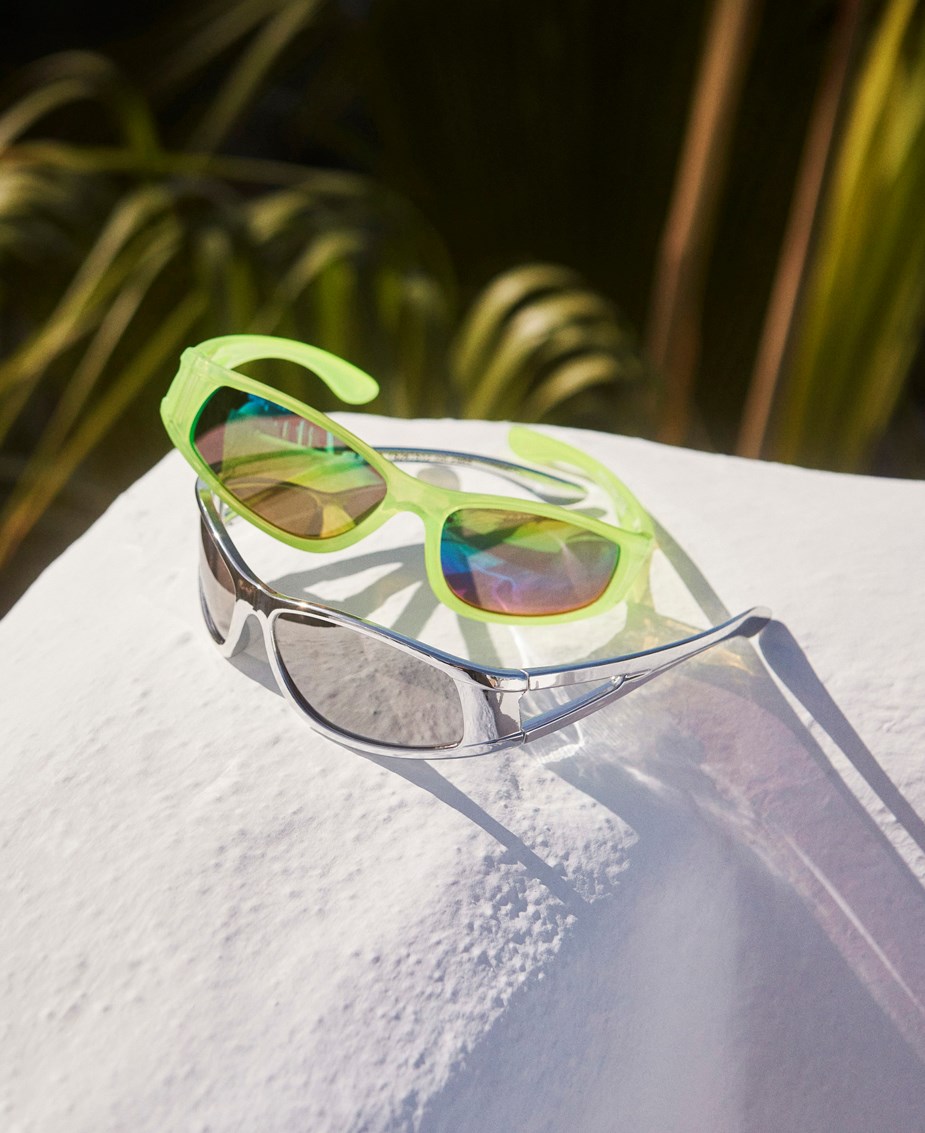 Soso - Neon Yellow - Sporty neon gule solbriller med spejllinser