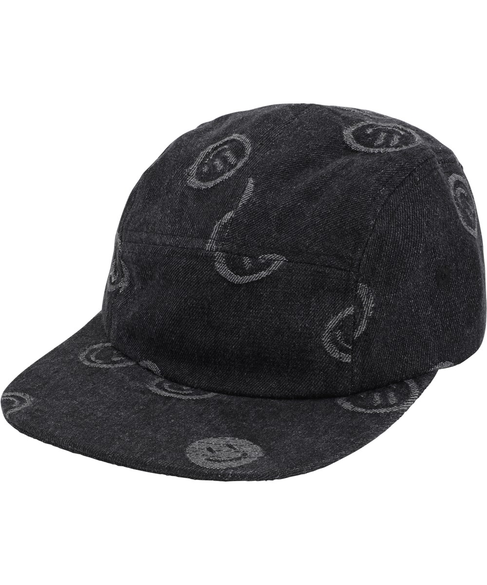 Stone - Happiness Black - Mørk denim kasket med print af smileye