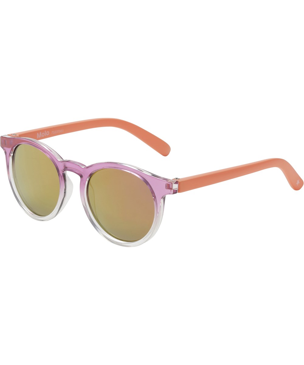 Sun Shine - Pale Lilac - Rosa runde solbriller med orange stænger