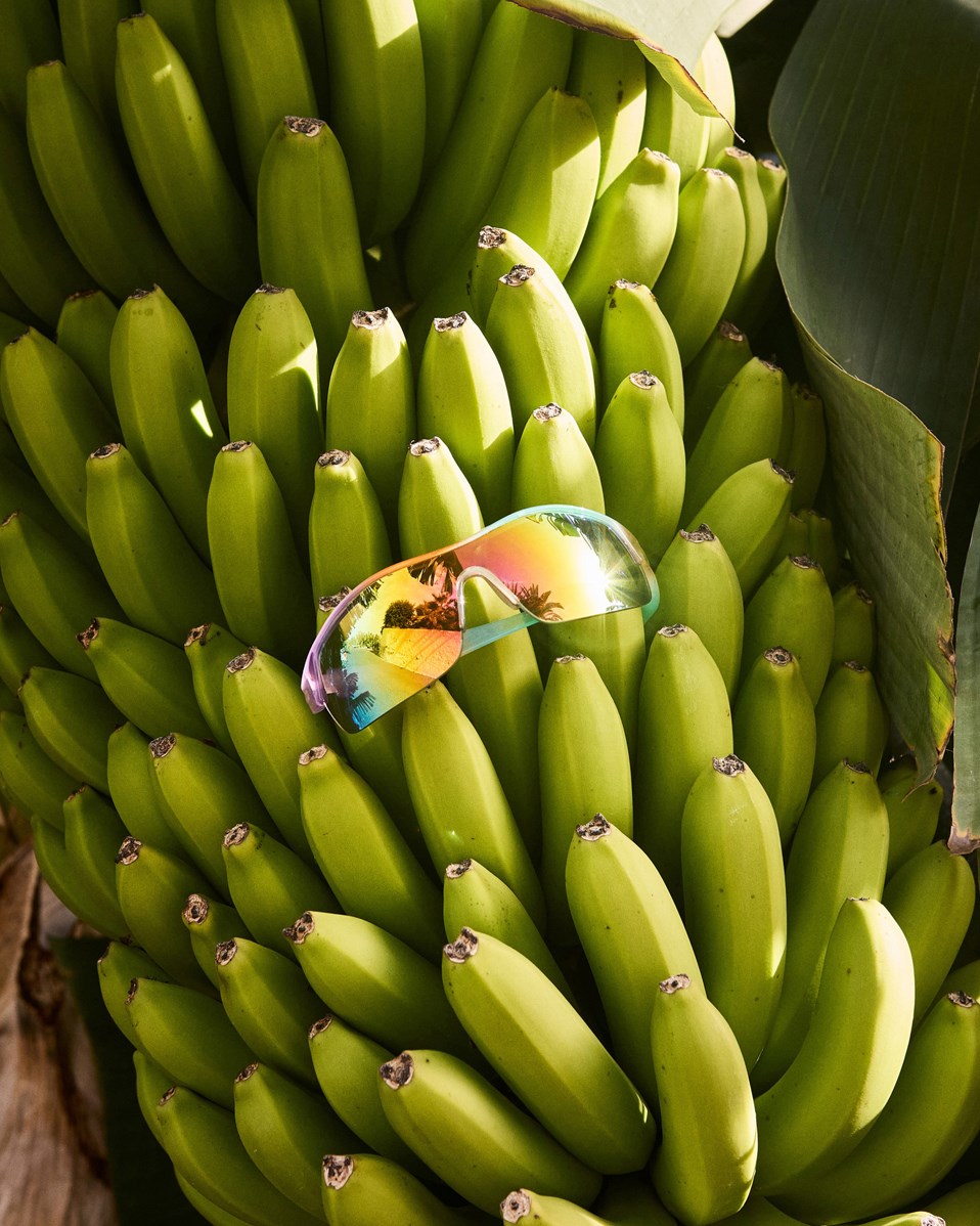 Surf - Faded Colours - Sporty børne solbrille i blå, lilla og orange farver, farvede spejlglas glas, satineret overflade og 100% UV-beskyttelse