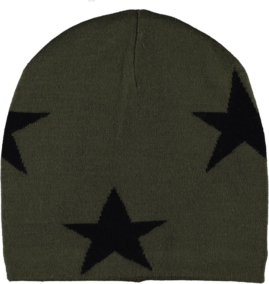 Colder - Dusty Green - Grøn strikhue med stjerner
