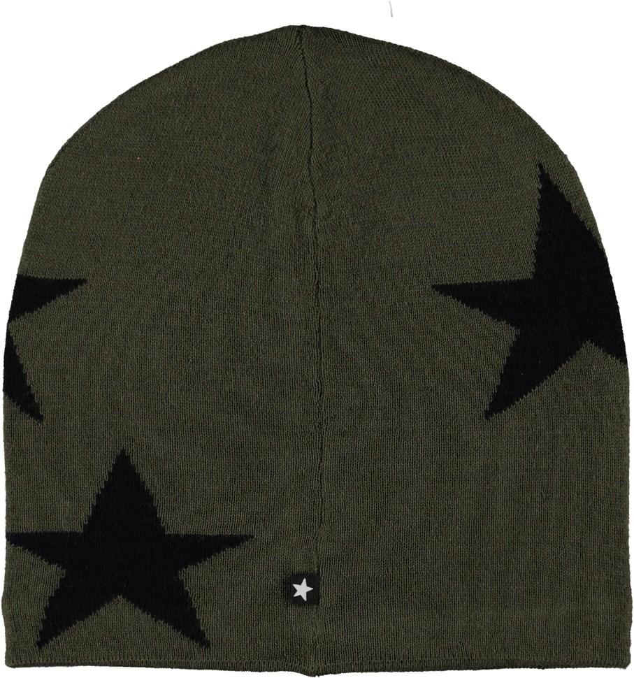 Colder - Dusty Green - Grøn strikhue med stjerner