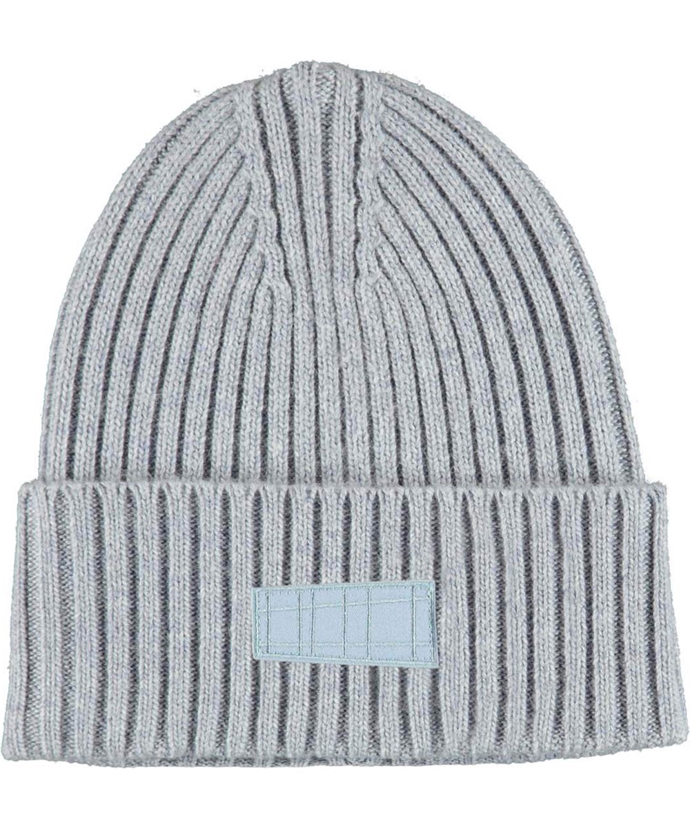 Karli - Sky Blue - Kabelstrikket lyseblå hue i uldmix