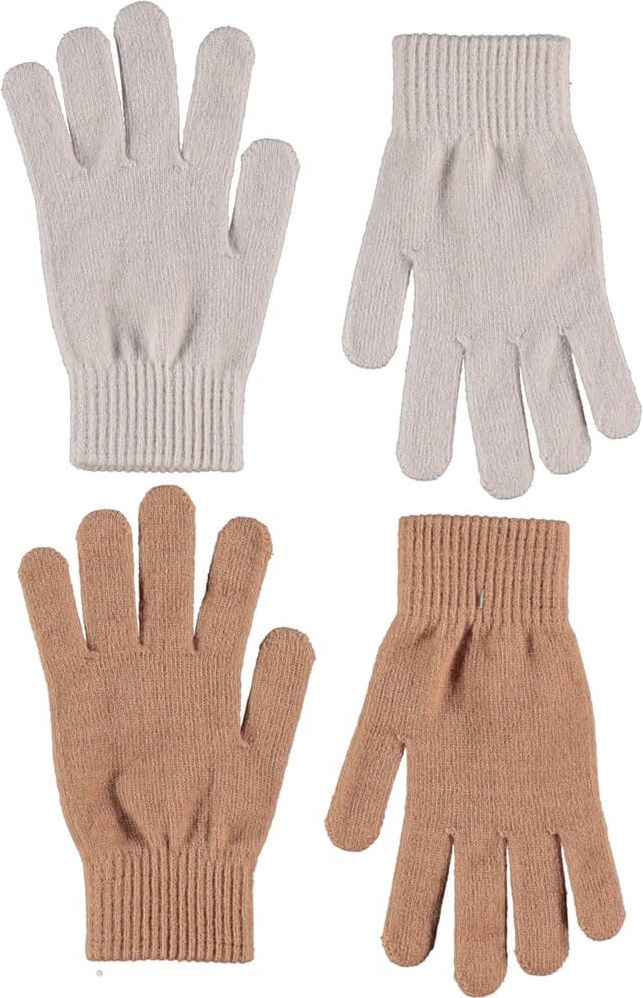 Kiddy - Rose Mist - To par strik handsker i hvid og rosa