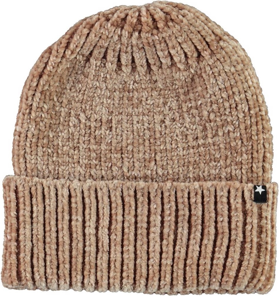 Kitty - Doeskin - Lysebrun chenille strik hue