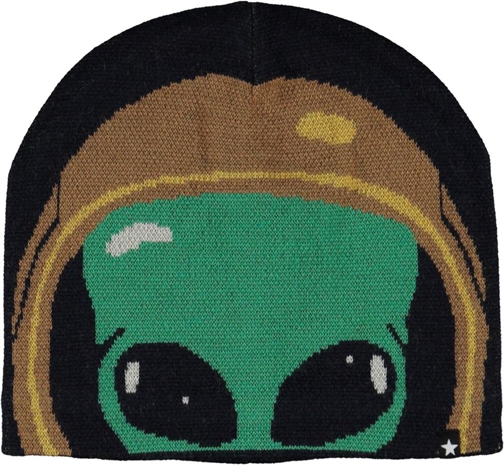 Kleo - Alien - Sort hue og halsrør med alien print