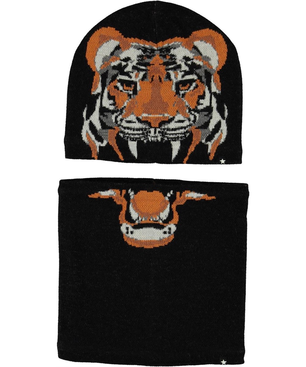 Kleo - Black - Hue og halsrør med tiger print