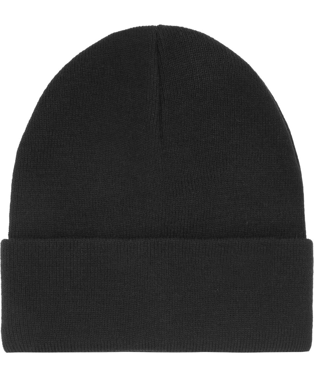 Kruz - Black - Sort blød hue i finstrik. Huen har et god pasform og stort ombuk, der sørger for at holde ørerne varme