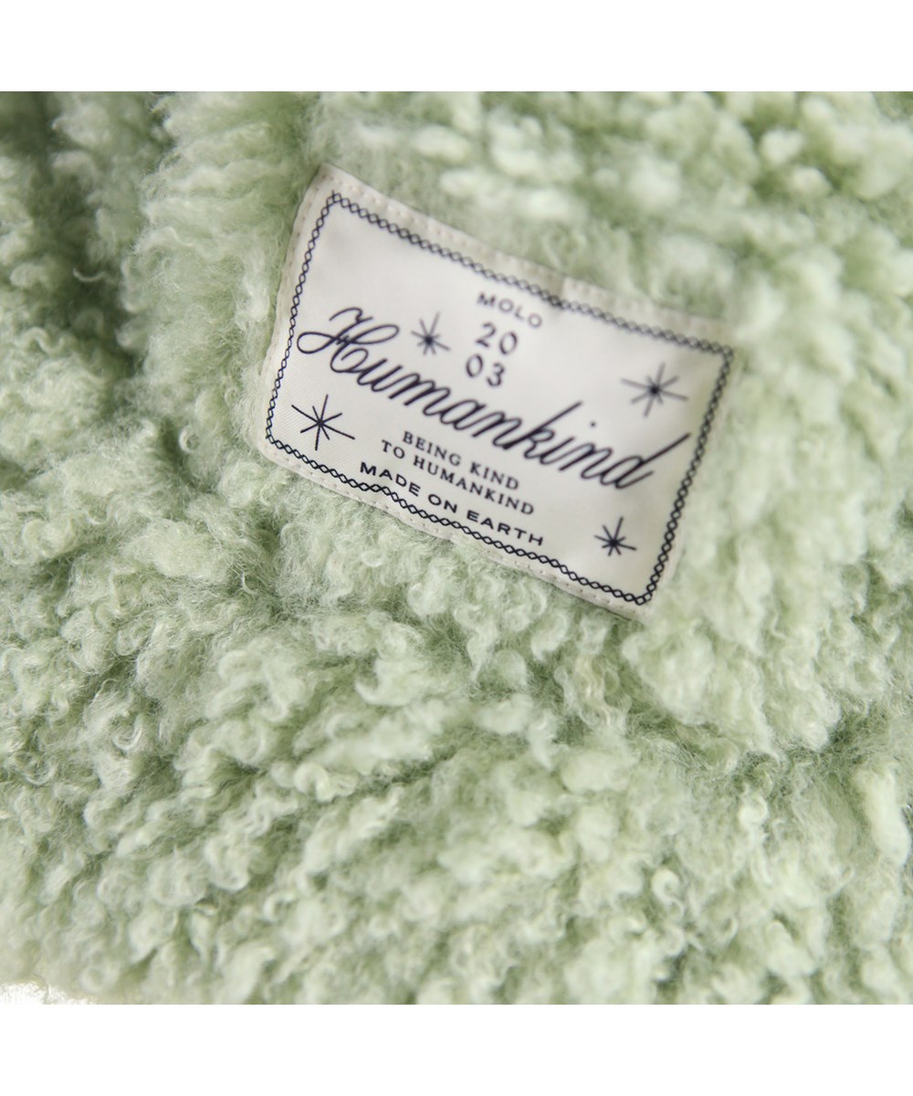 Kylie - Menthe - Sød lysegrøn fluffy bøllehat i fake-fur stil til børn. 