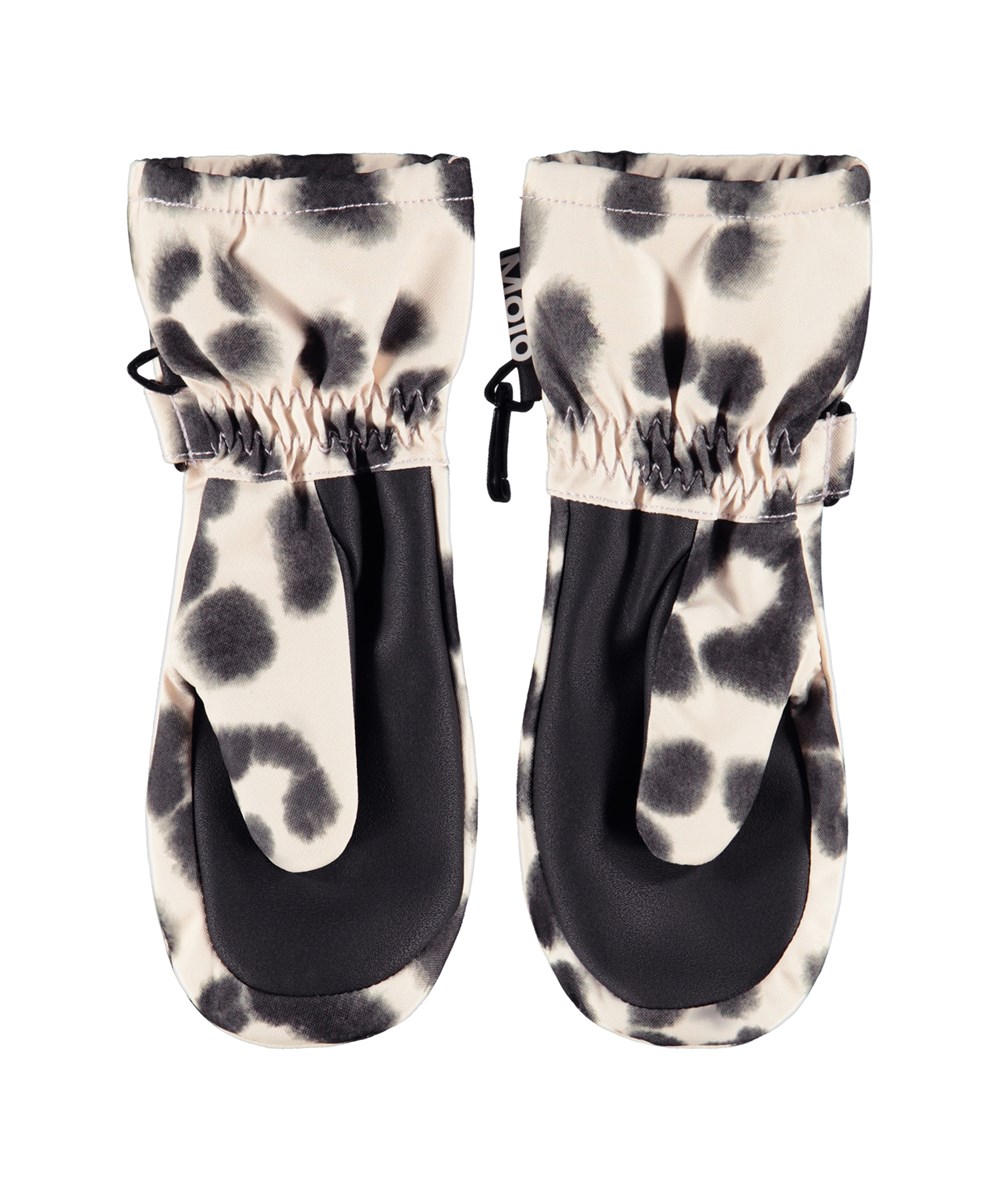 Mitzy - Snow Leo - Sneleopard-prikkede vandtætte og åndbare luffer til børn med blomsterprint og 3M™ Thinsulate™ isolering