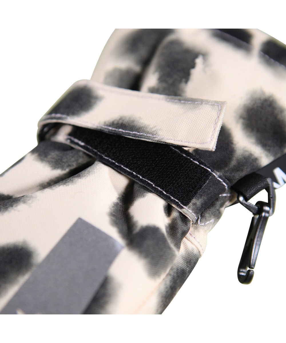 Mitzy - Snow Leo - Sneleopard-prikkede vandtætte og åndbare luffer til børn med blomsterprint og 3M™ Thinsulate™ isolering