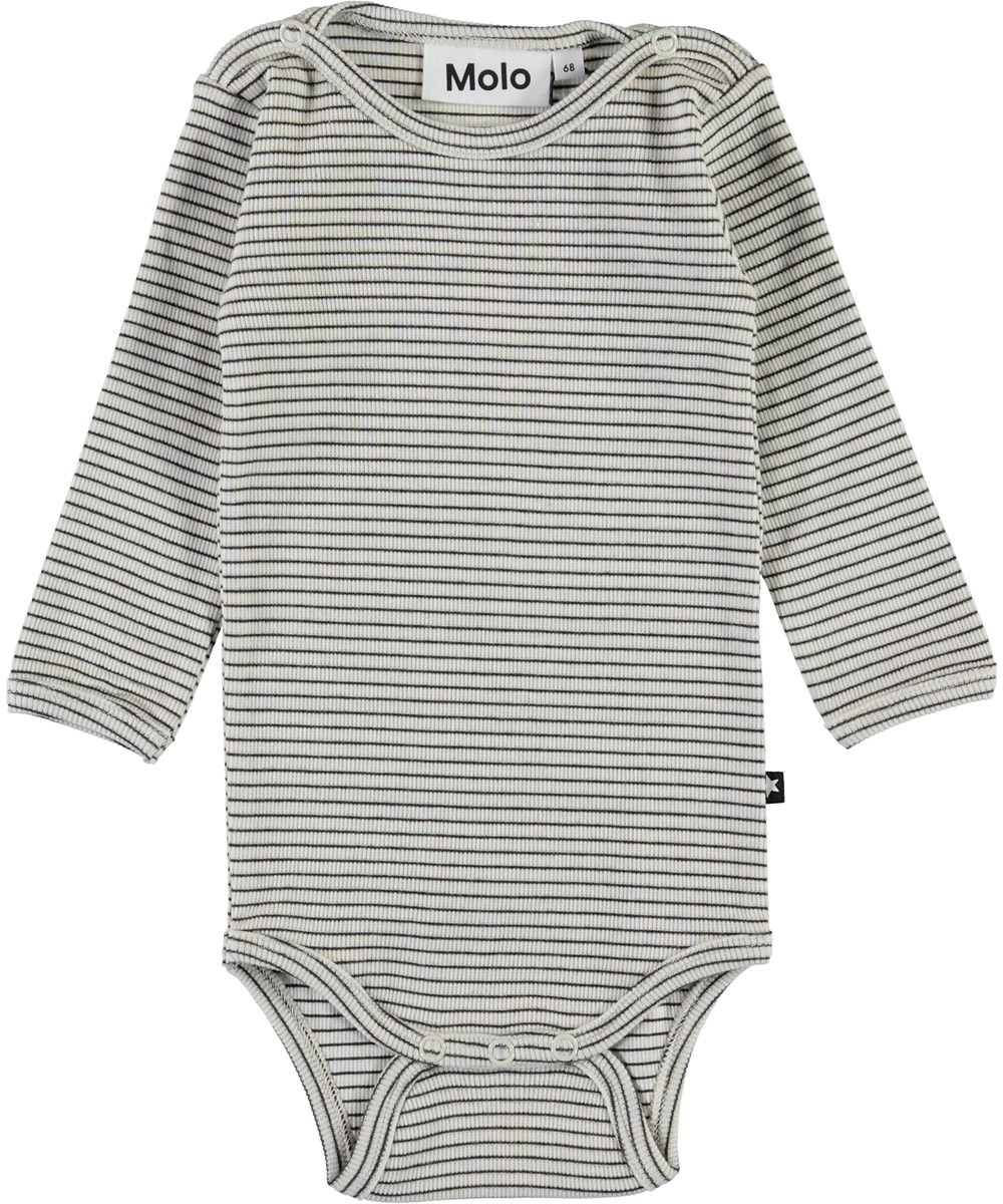 Fair - White Brown Stripe - White and brown striped baby bodysuit