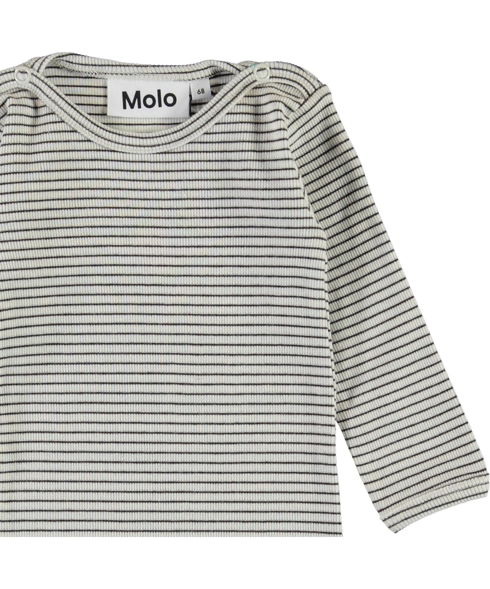 Fair - White Brown Stripe - White and brown striped baby bodysuit