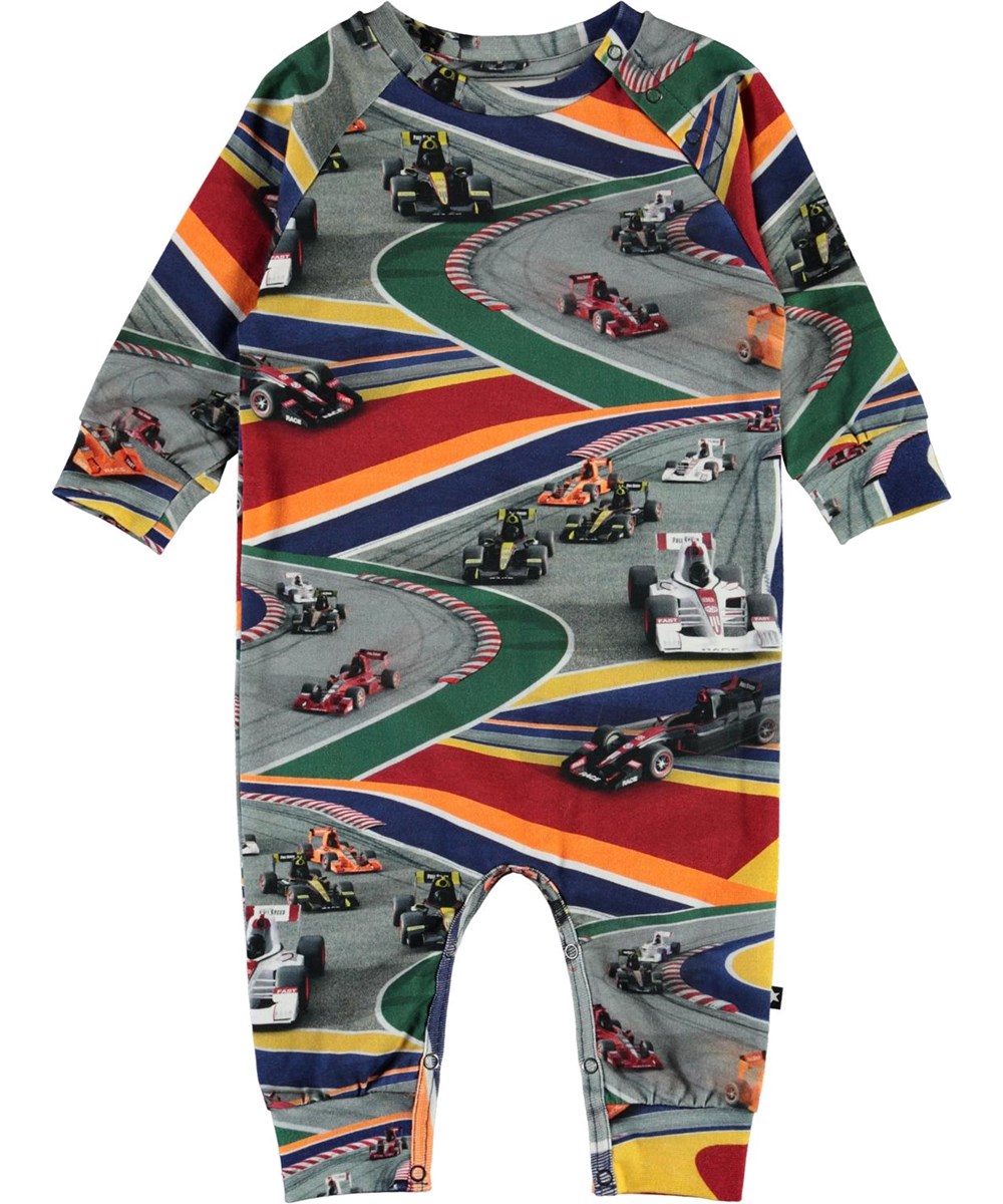 Fairfax - Full Speed - Organic baby romper with race cars 