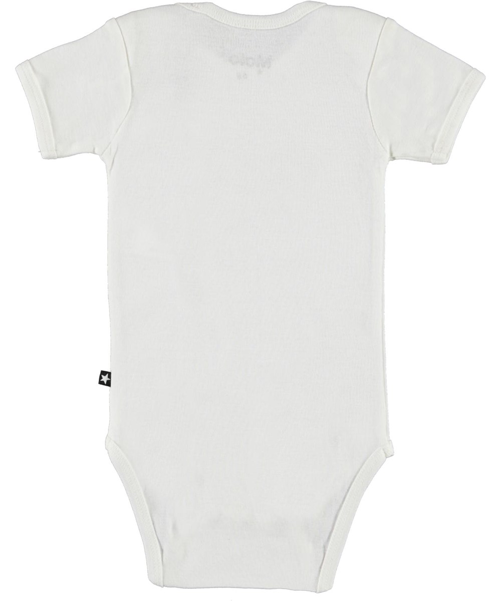 Fawl - White Star - White organic baby bodysuit with bee print