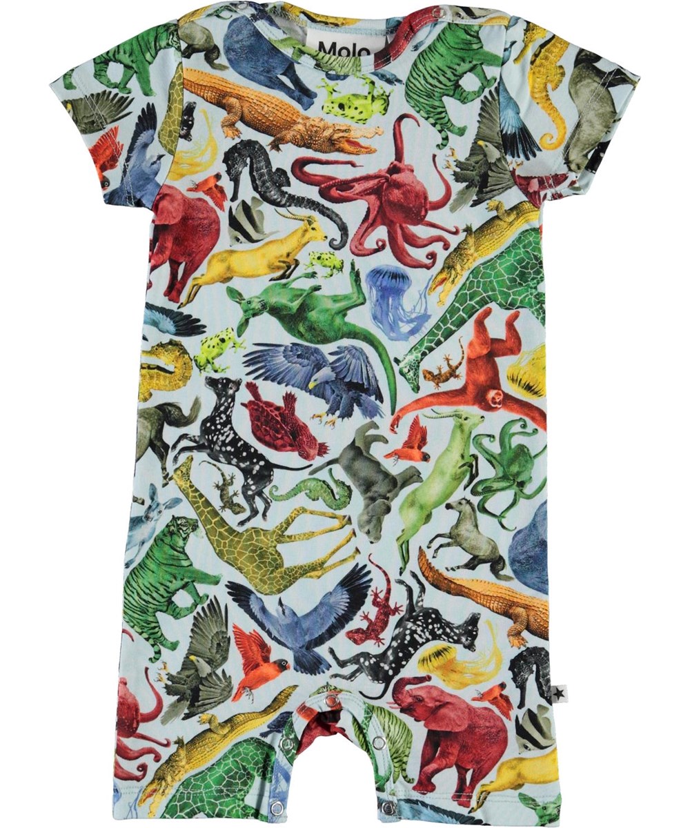 Felton - Colourful Animals - Organic baby bodysuit with animal print