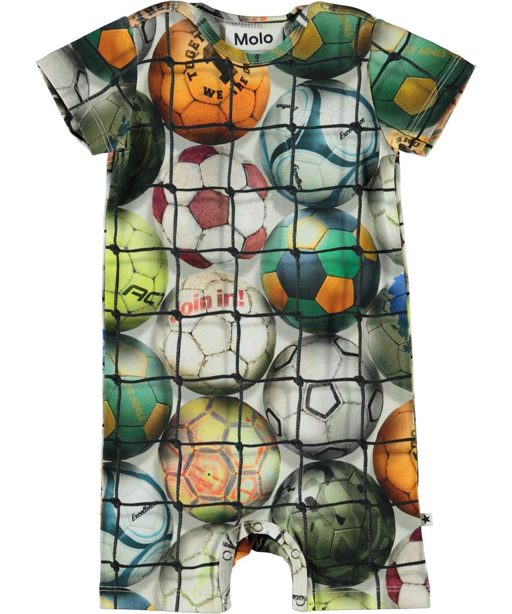 Felton - Footballs - Organic baby bodysuit with footballs