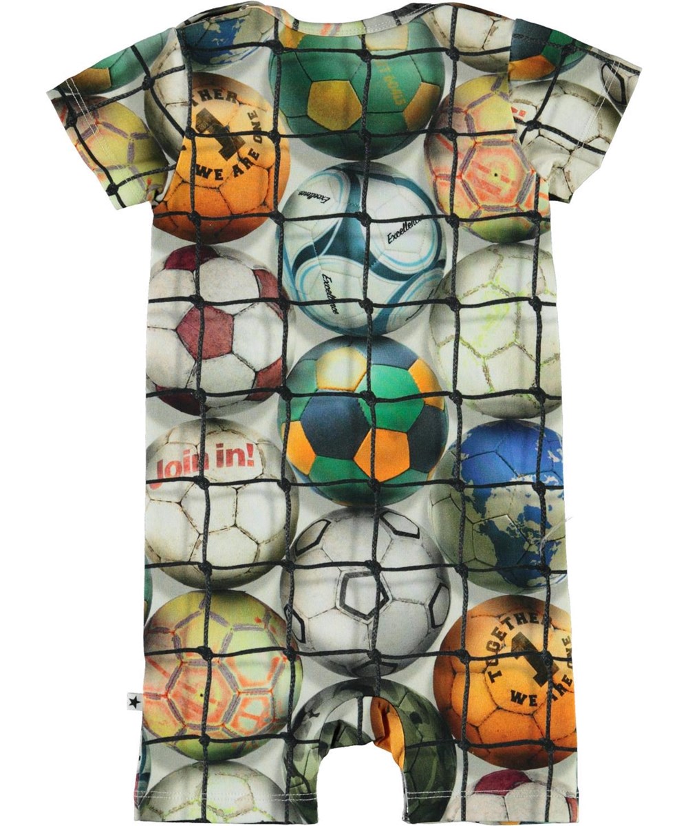 Felton - Footballs - Organic baby bodysuit with footballs