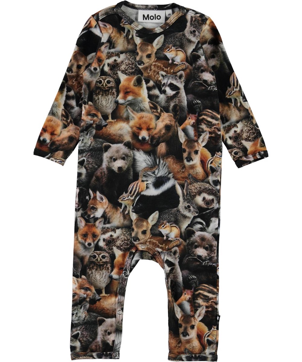 Fenez - Forest Animals - Organic baby bodysuit with animal print 
