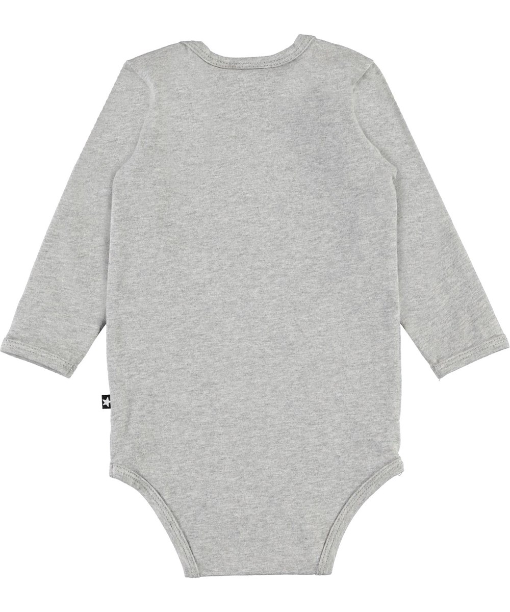 Foss - Baby Owl - Grey organic baby bodysuit with owl 