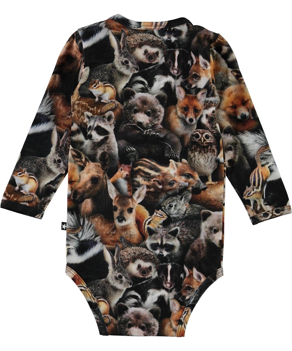 Foss - Forest Animals - Organic baby bodysuit with animal print