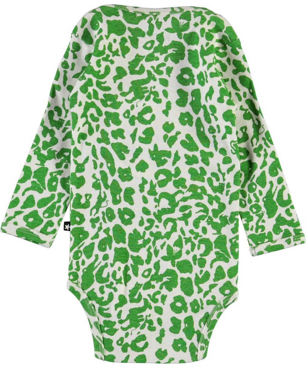 Foss - Leopard Animals - Green organic leopard baby bodysuit 