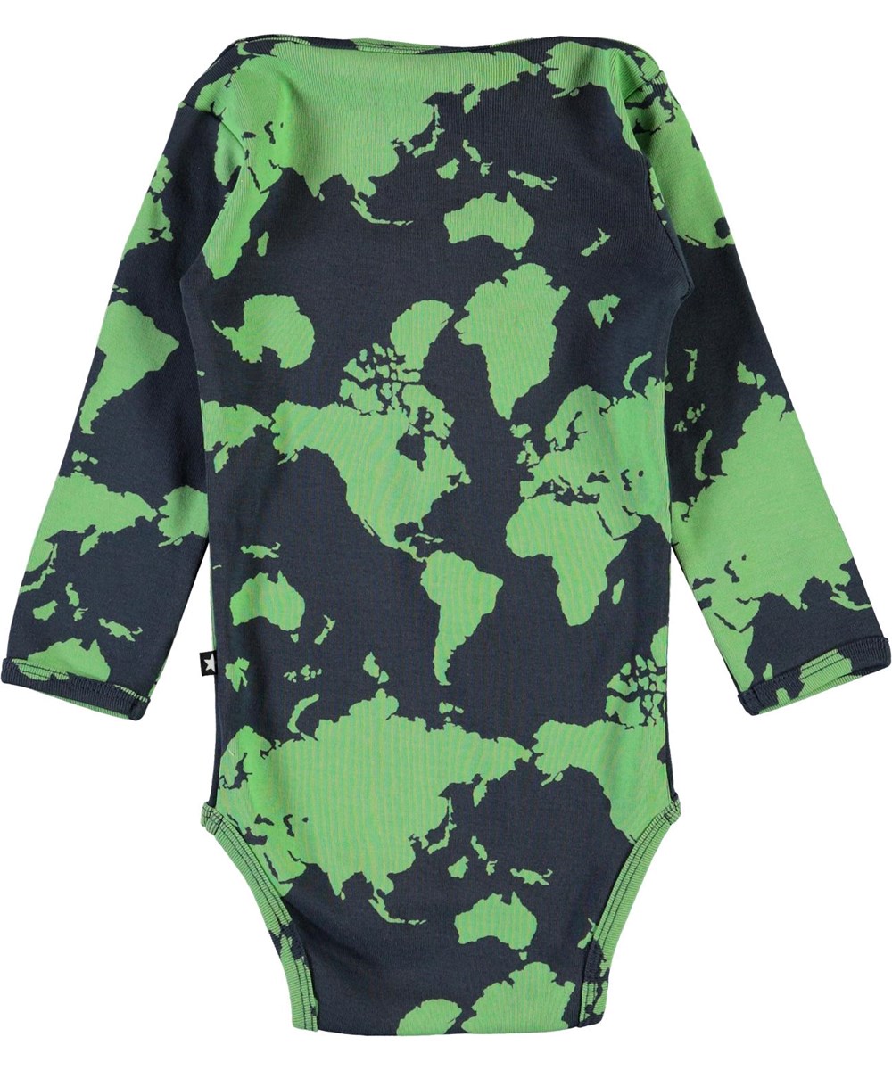 Foss - Small World - Organic baby bodysuit with map of the world 