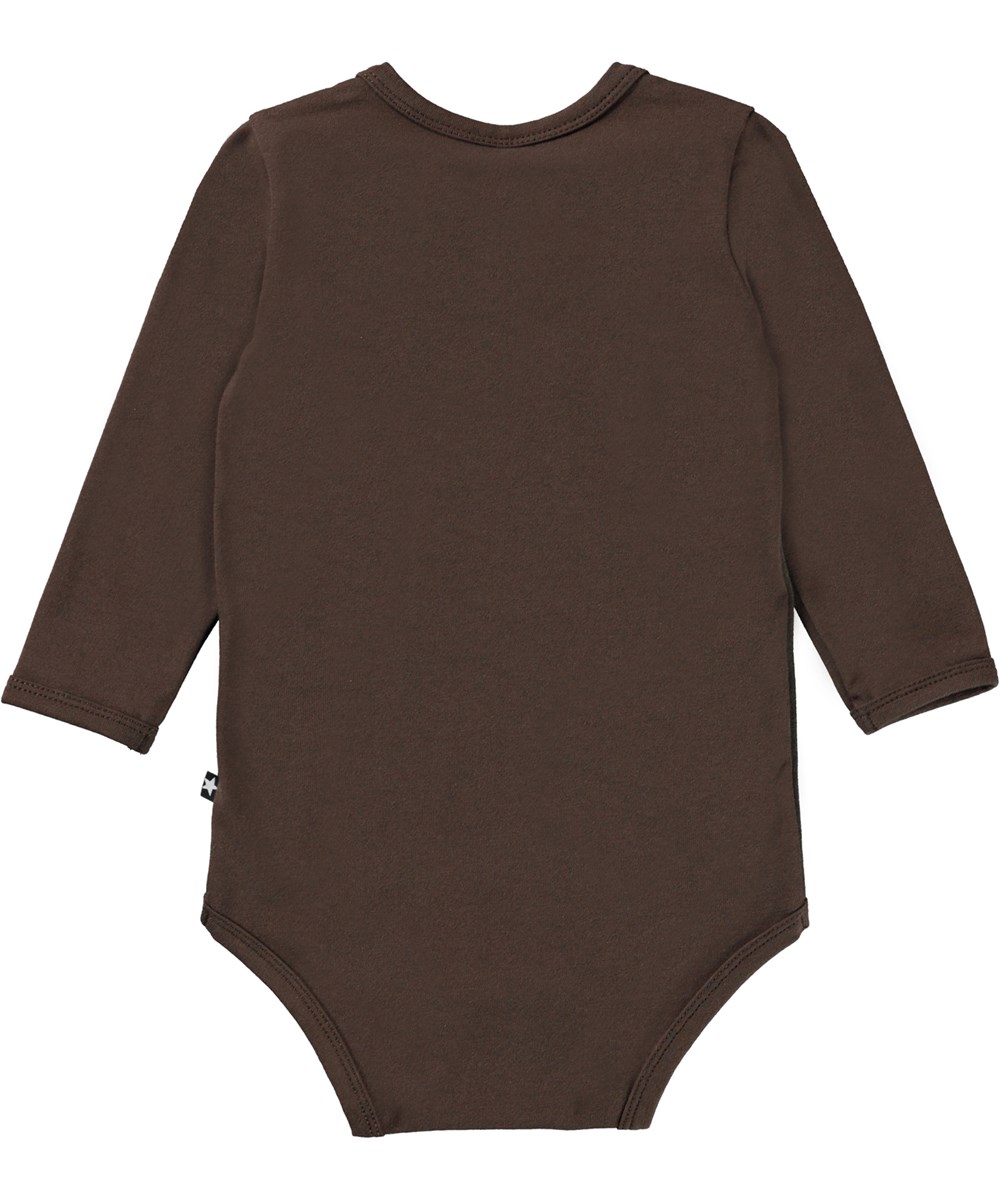 Foss - Sweet Hazel - Brown organic baby bodysuit with mouse print 