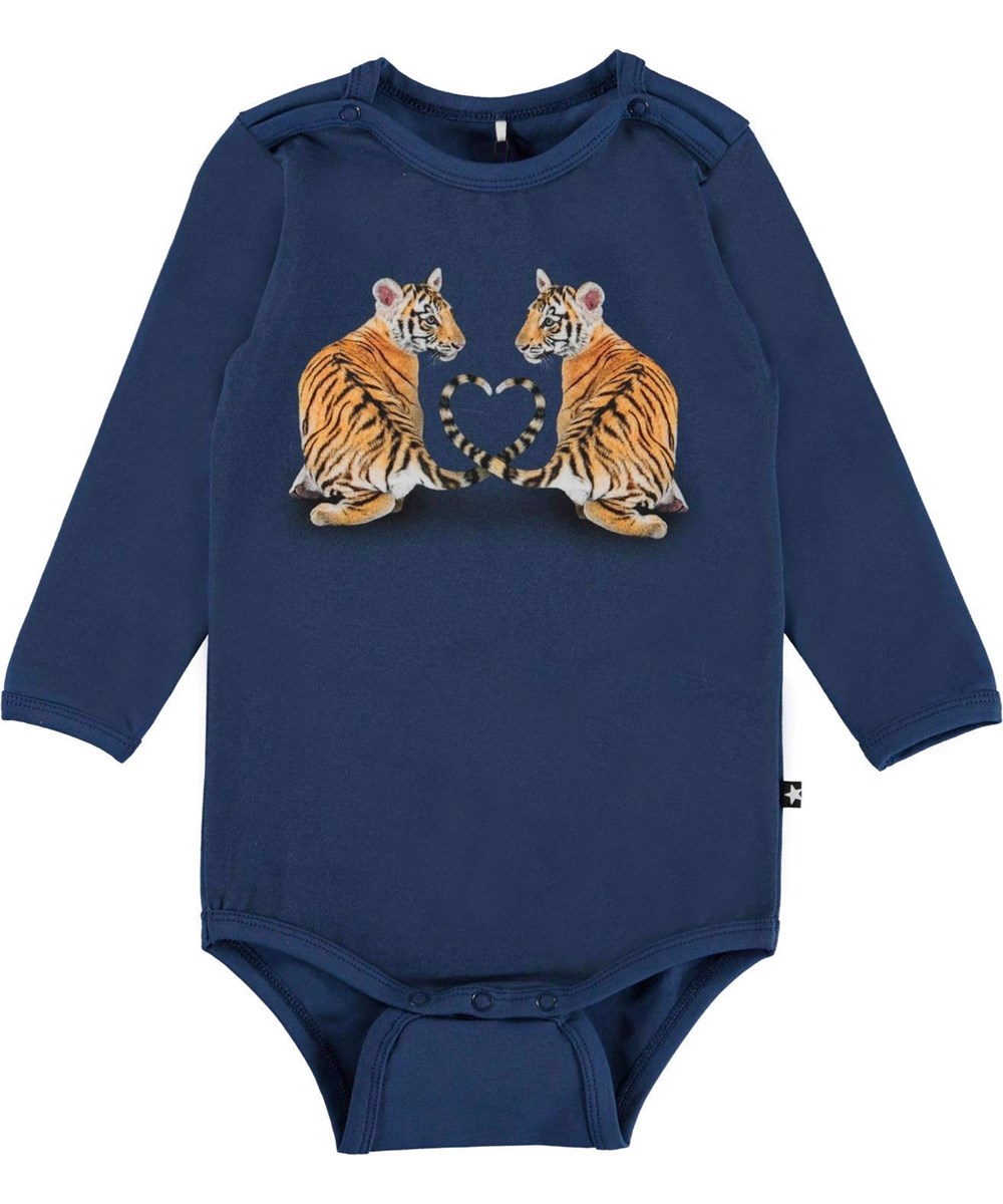 Foss - Tiger Cubs Baby - Blue organic bodysuit tiger cubs