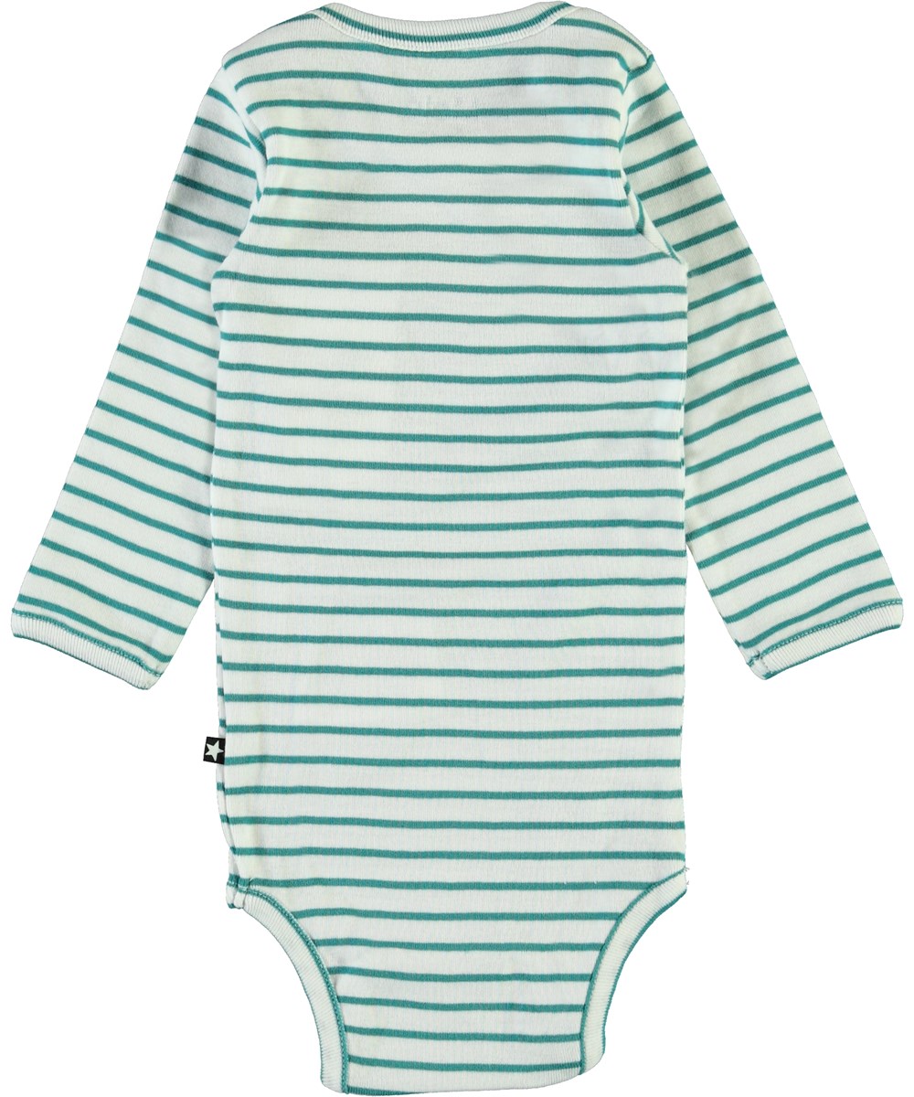 Foss - Kerosene Stripe - Organic green striped baby bodysuit