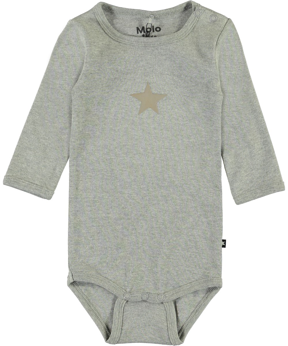 Foss - Grey Melange - Organic grey baby bodysuit