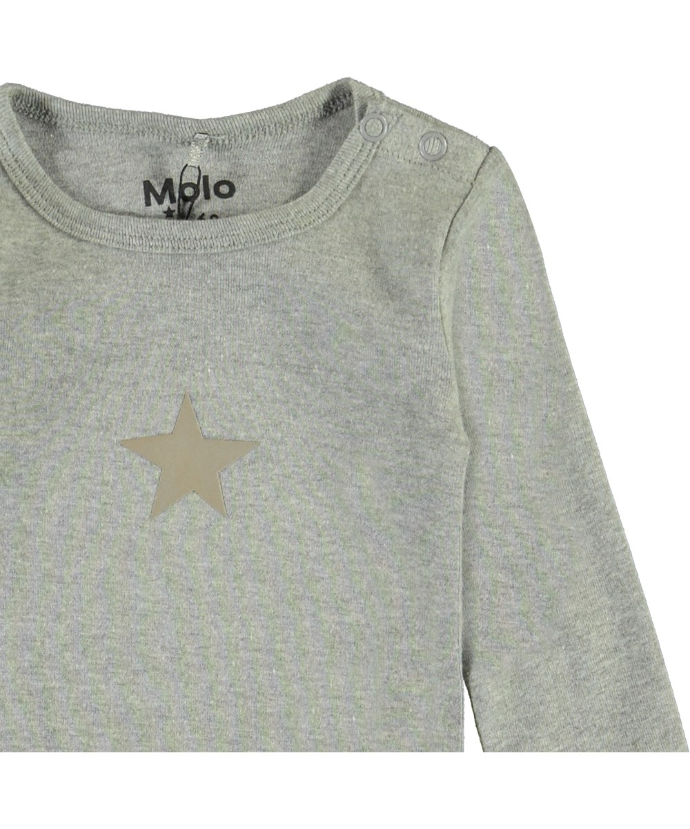 Foss - Grey Melange - Organic grey baby bodysuit