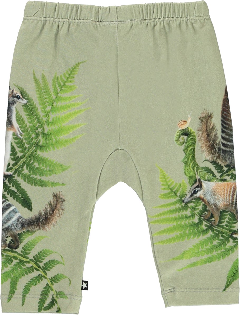Sabb - Fern Climbers - Baby trousers with a print of animals and plants 