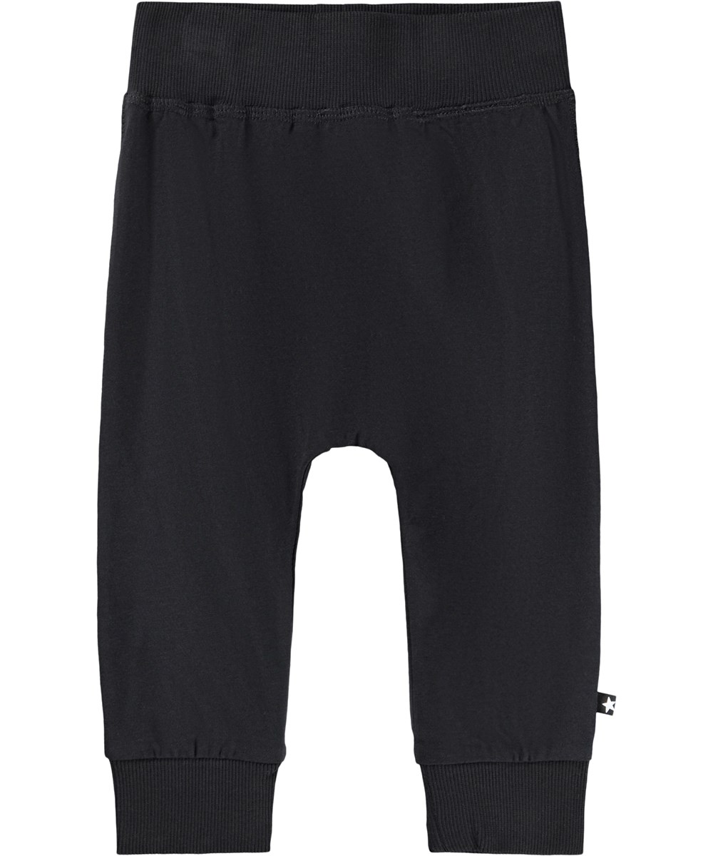 Sammy - Black - Black organic unisex baby trousers