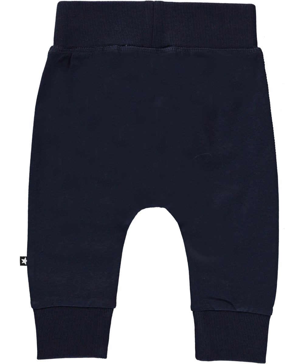 Sammy - Galaxy Blue - Dark blue organic baby trousers