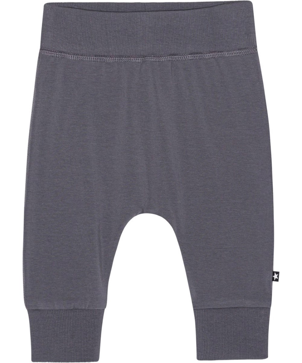 Sammy - Iron Gate - Grey baby trousers in organic cotton jersey