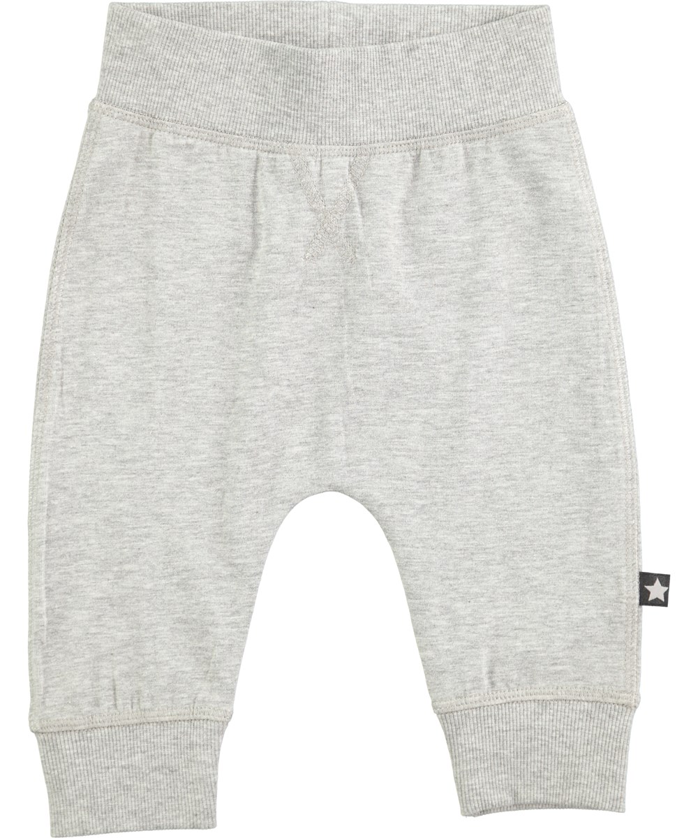 Sammy - Grey Melange - roomy grey baby trousers