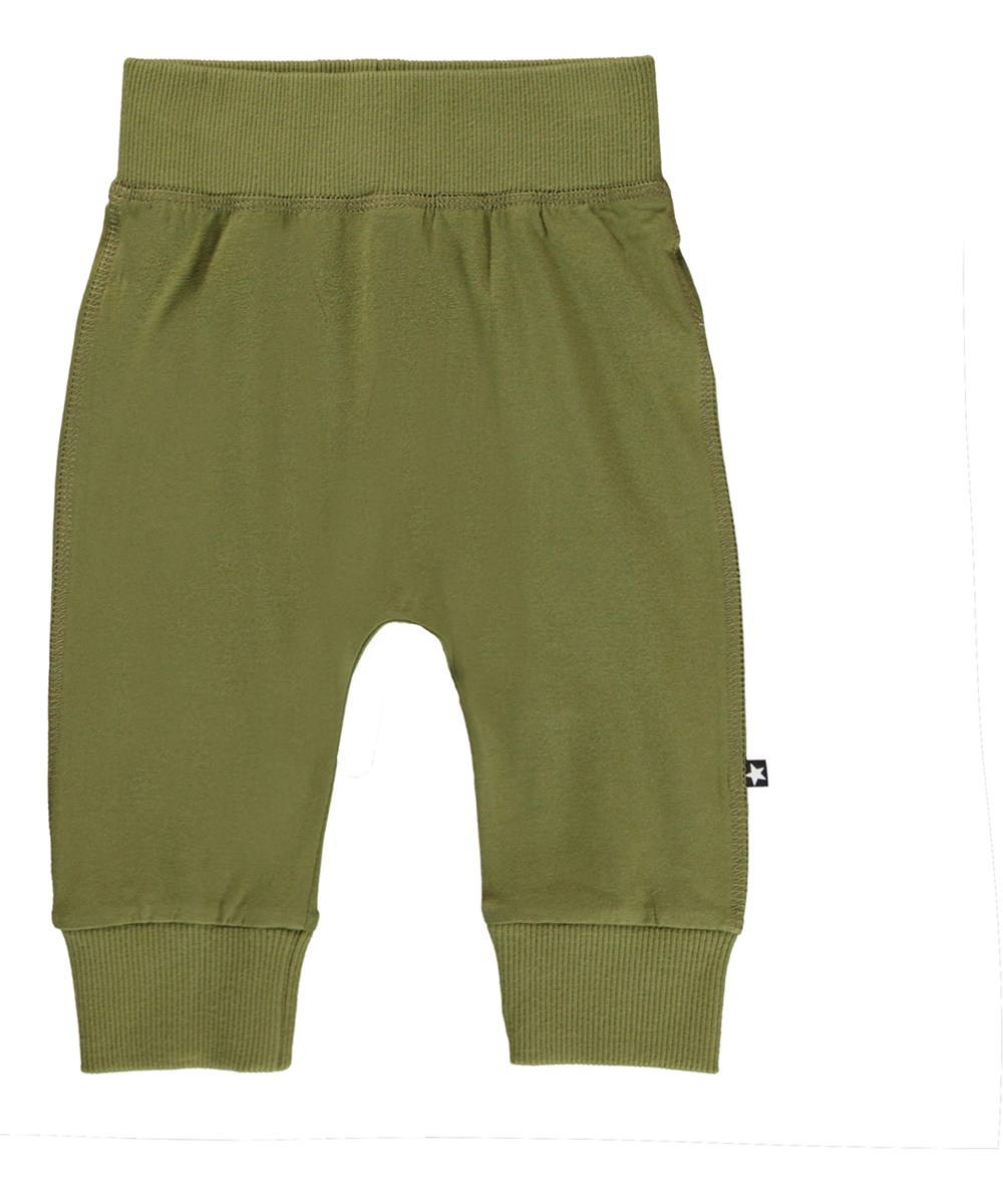 Sammy - Sphagnum - Green organic baby trousers