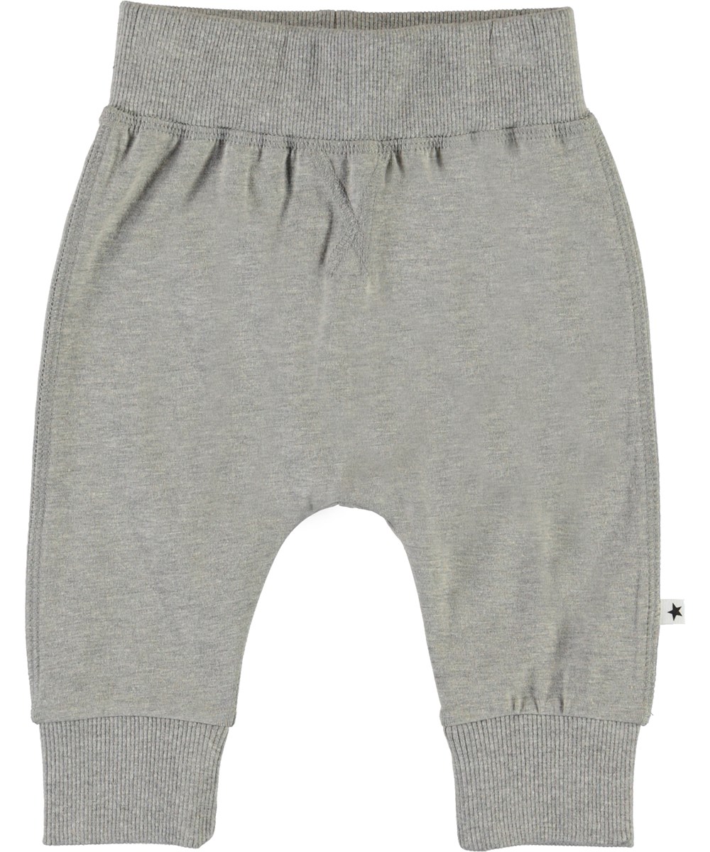 Sammy - Grey Melange - Grey organic baby trousers