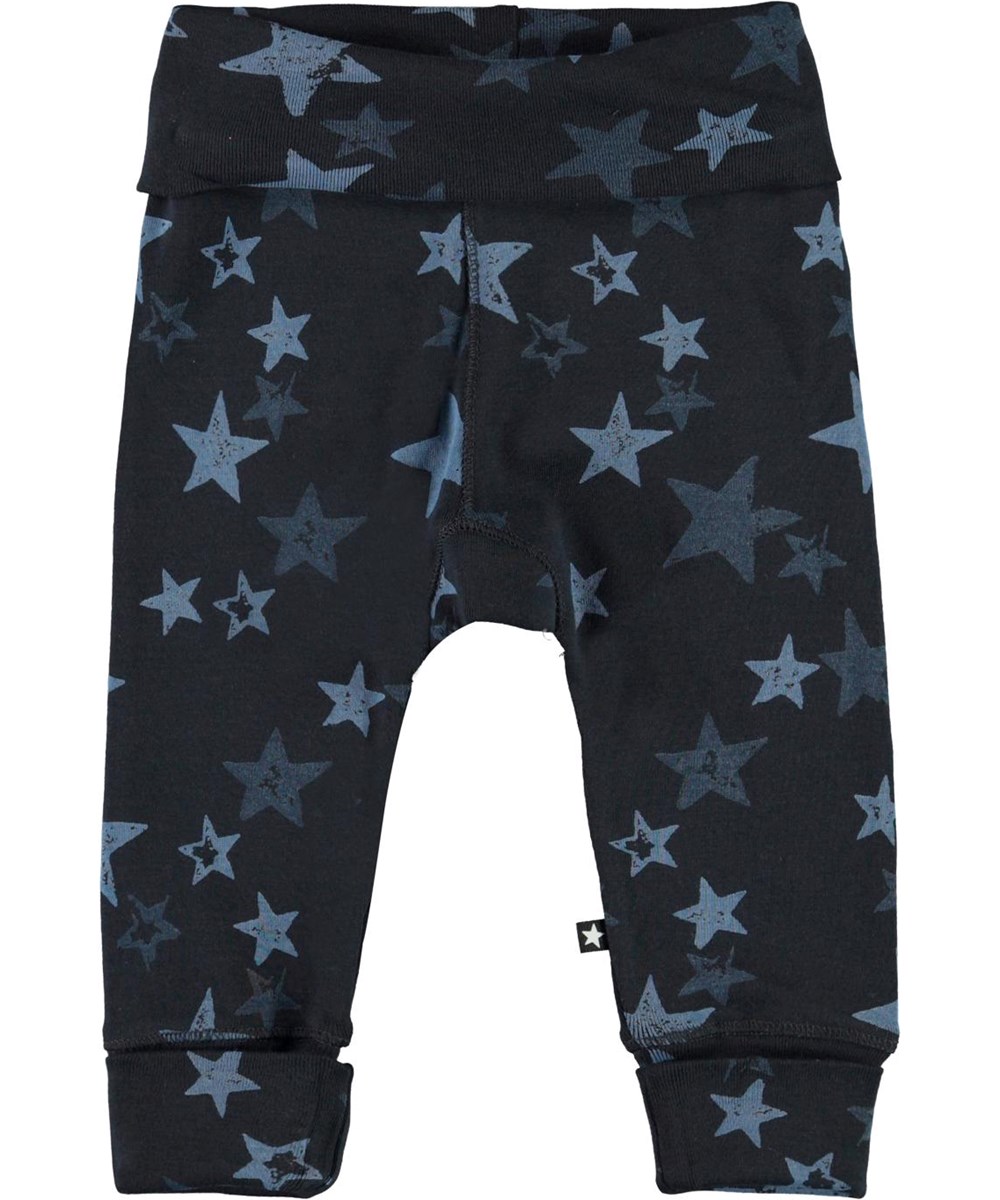 San - Stars - Blue organic baby trousers with stars